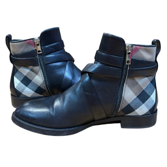 Burberry Pryle Boots Women 37 Black House Check Leather - Picture 4 of 11